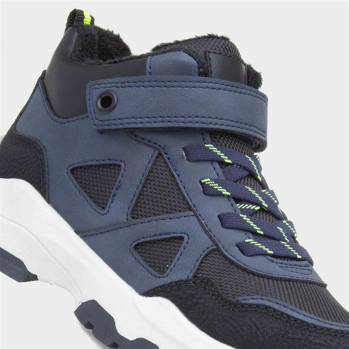 Mo Boys Navy Easy Fasten Chunky Ankle Boot
