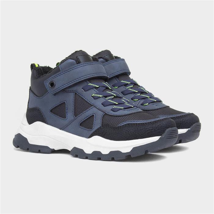 Mo Boys Navy Easy Fasten Chunky Ankle Boot