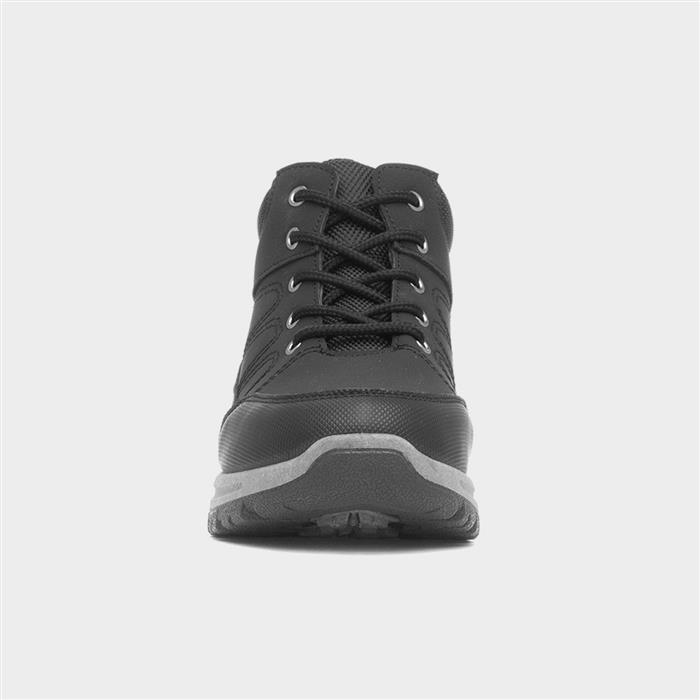 Boys Black Lace Up Chunky Ankle Boot