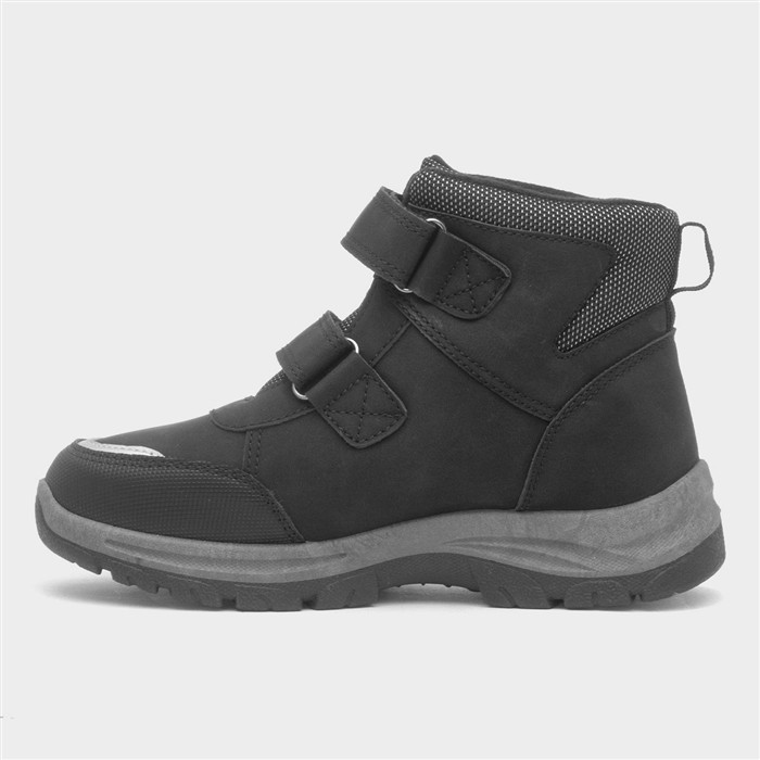 Boys Black Double Easy Fasten Ankle Boot