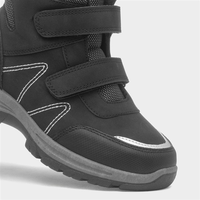 Boys Black Double Easy Fasten Ankle Boot