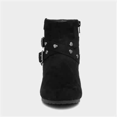 Fleur Girls Black Ankle Boot