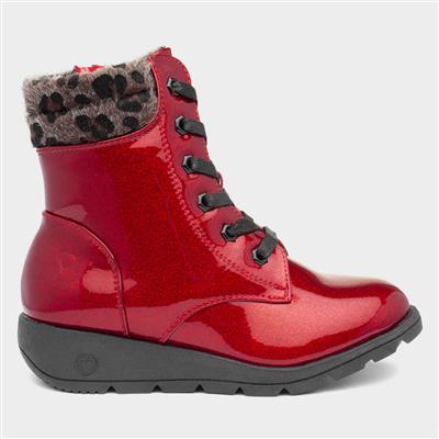 Aria Girls Red Glitter Ankle Boot