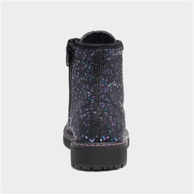 Laura Girls Black Glitter Boot