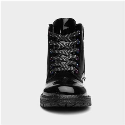 Amy Girls Black Patent Ankle Boot