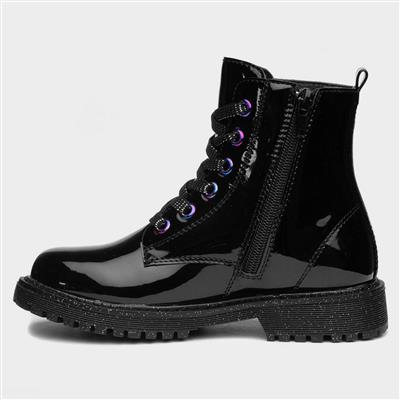 Amy Girls Black Patent Ankle Boot