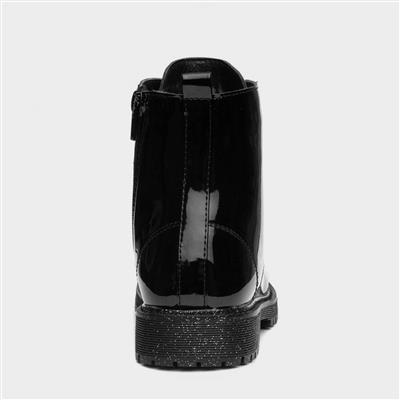 Amy Girls Black Patent Ankle Boot