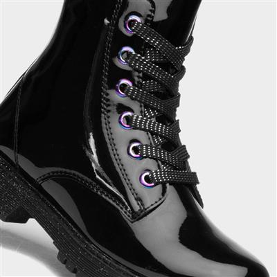 Amy Girls Black Patent Ankle Boot