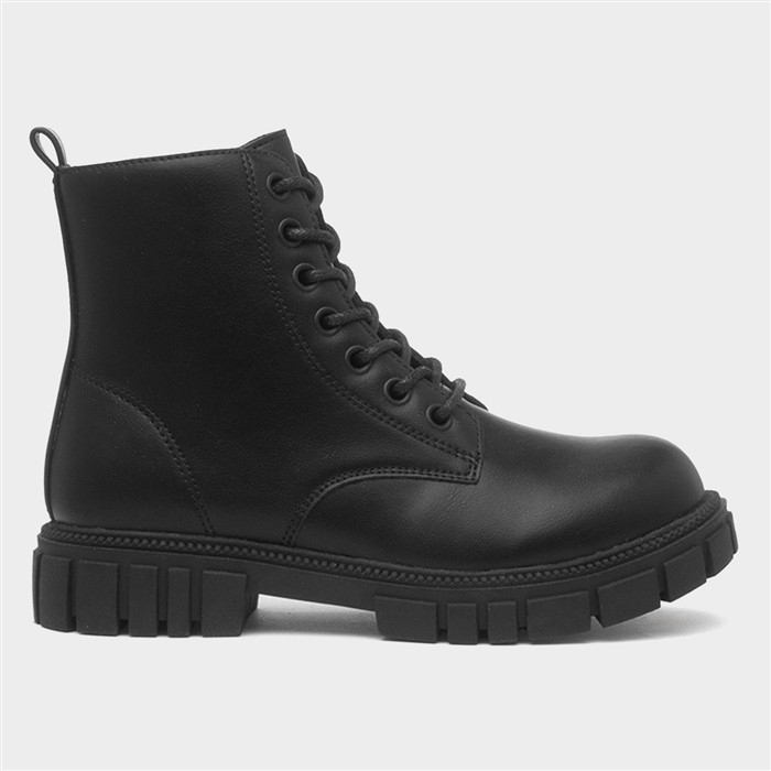 Jade Girls Black Chunky Ankle Boot