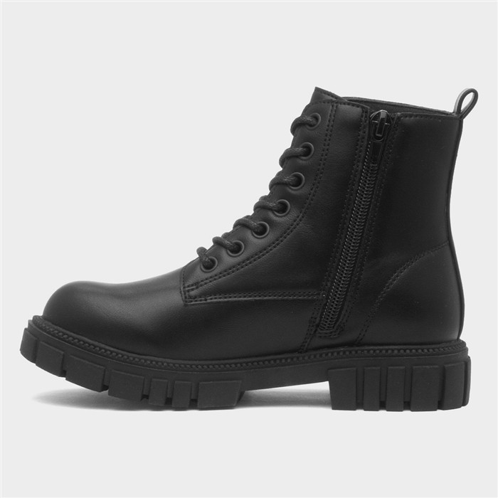 Jade Girls Black Chunky Ankle Boot