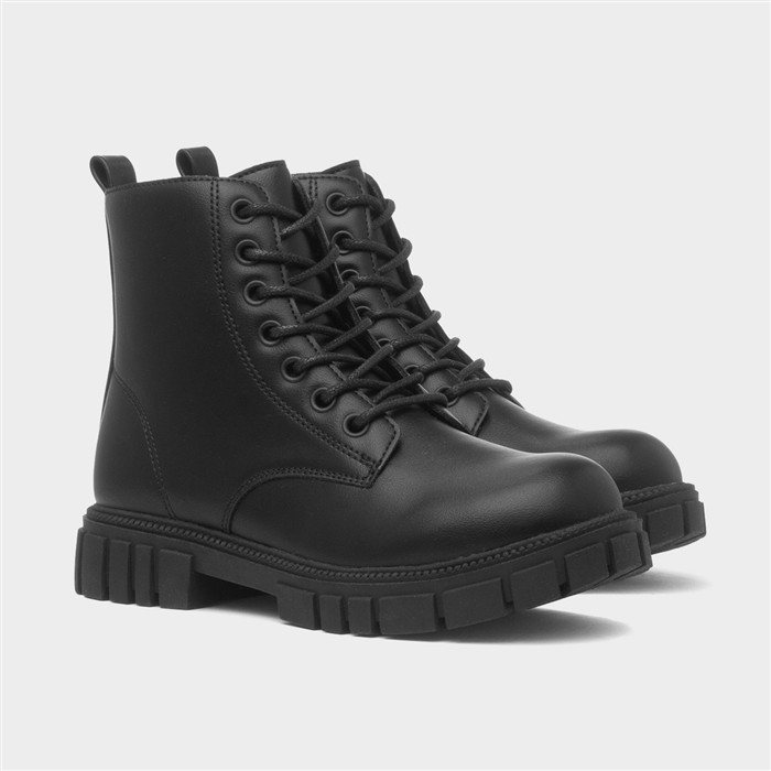 Jade Girls Black Chunky Ankle Boot