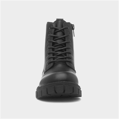 Jade Girls Black Chunky Ankle Boot