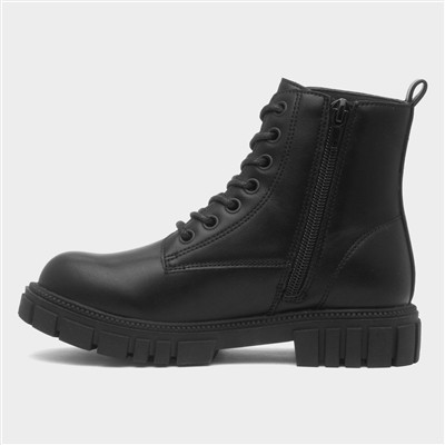 Jade Girls Black Chunky Ankle Boot