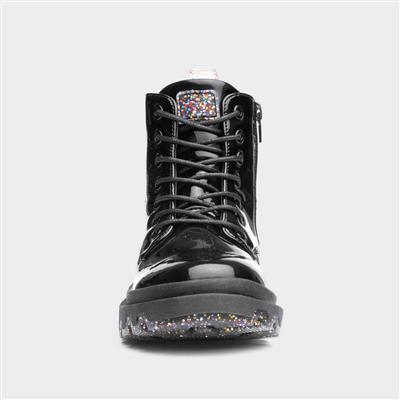 Elizabeth Girls Black Patent Boots