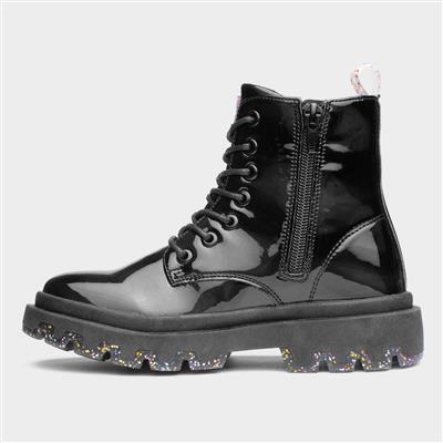 Elizabeth Girls Black Patent Boots