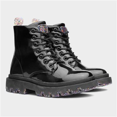 Elizabeth Girls Black Patent Boots