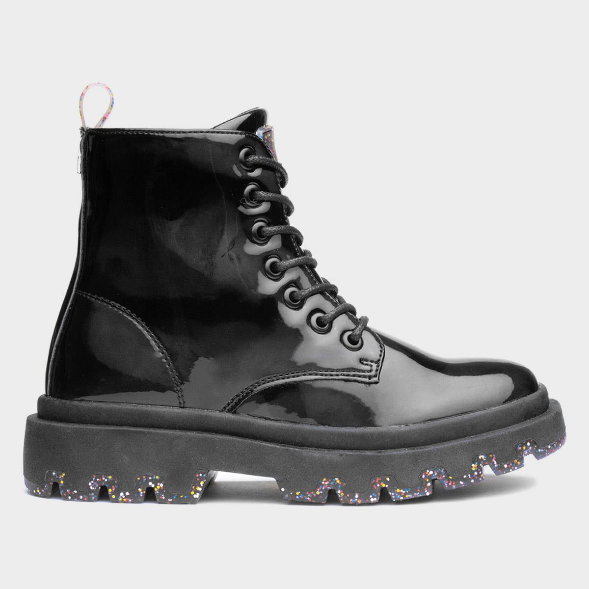 Elizabeth Girls Black Patent Boots