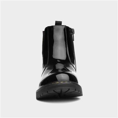 Olena Girls Black Patent Chelsea Boot