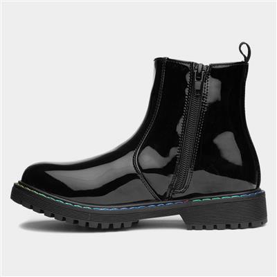 Olena Girls Black Patent Chelsea Boot