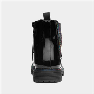 Olena Girls Black Patent Chelsea Boot