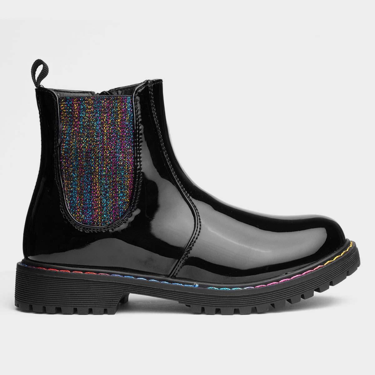 Olena Girls Black Patent Chelsea Boot