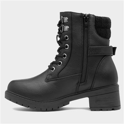 Oksana Girls Black Knitted Ankle Boot