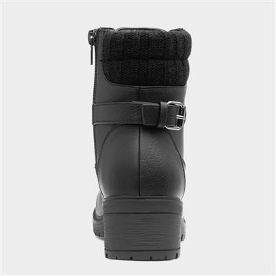 Oksana Girls Black Knitted Ankle Boot