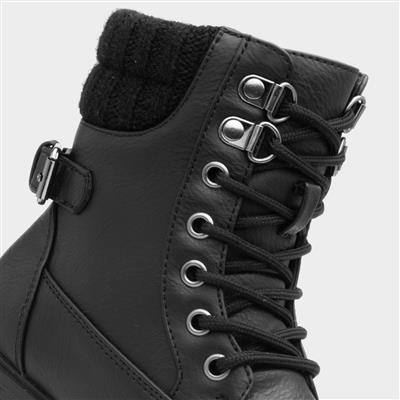 Oksana Girls Black Knitted Ankle Boot