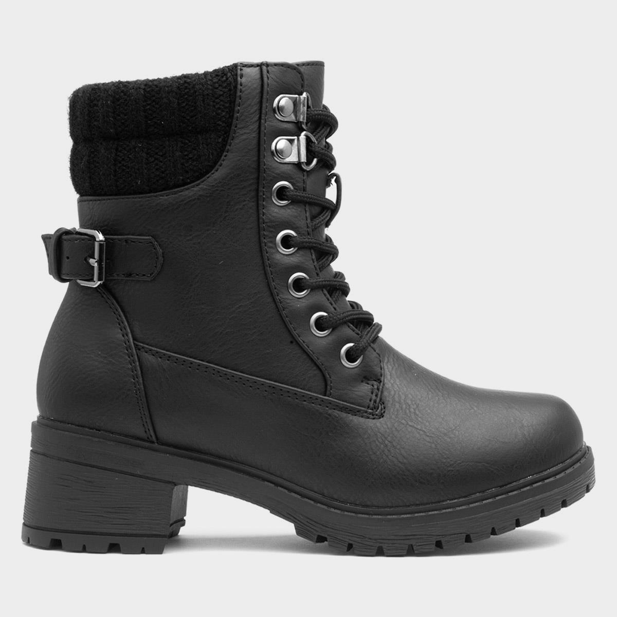 Oksana Girls Black Knitted Ankle Boot