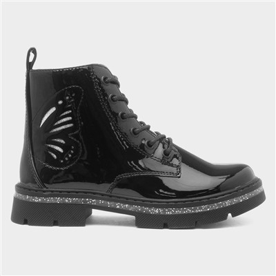 Eliza Girls Black Patent Boot
