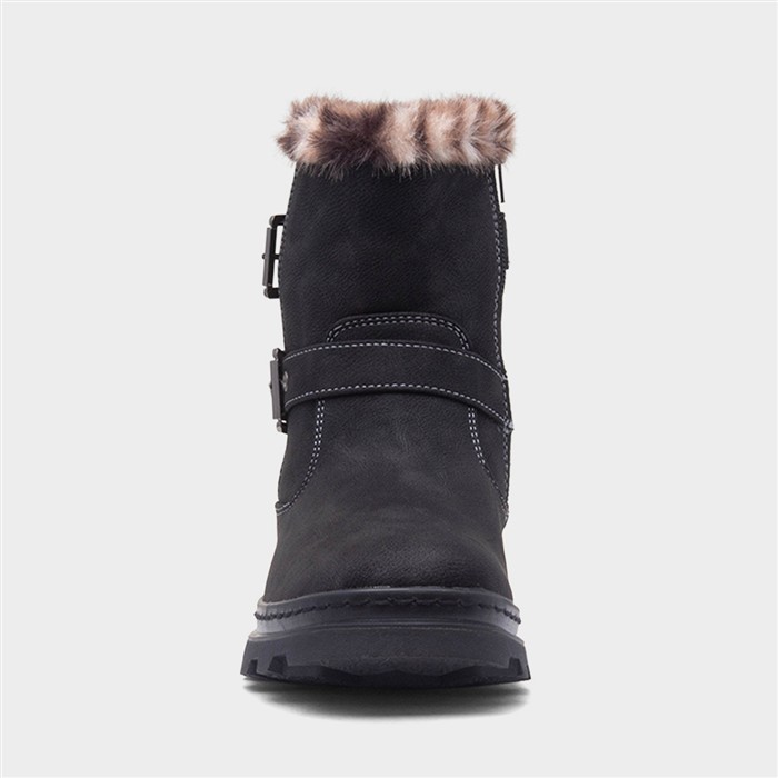 Jasmin Girls Black Zip Up Ankle Boot