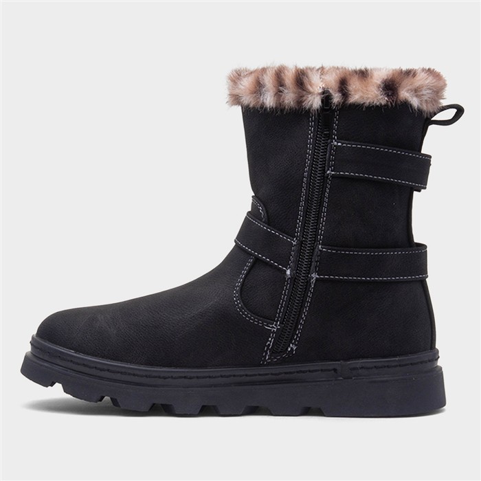 Jasmin Girls Black Zip Up Ankle Boot