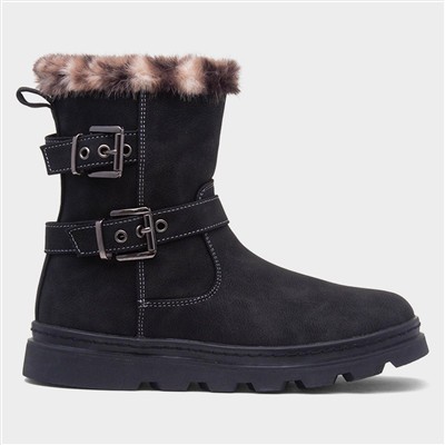 Jasmin Girls Black Zip Up Ankle Boot