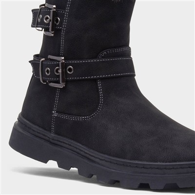Jasmin Girls Black Zip Up Ankle Boot