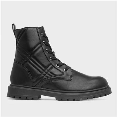 June Girls Black Quilted Boot