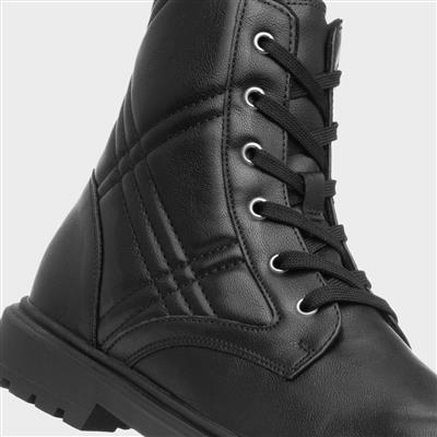 June Girls Black Quilted Boot