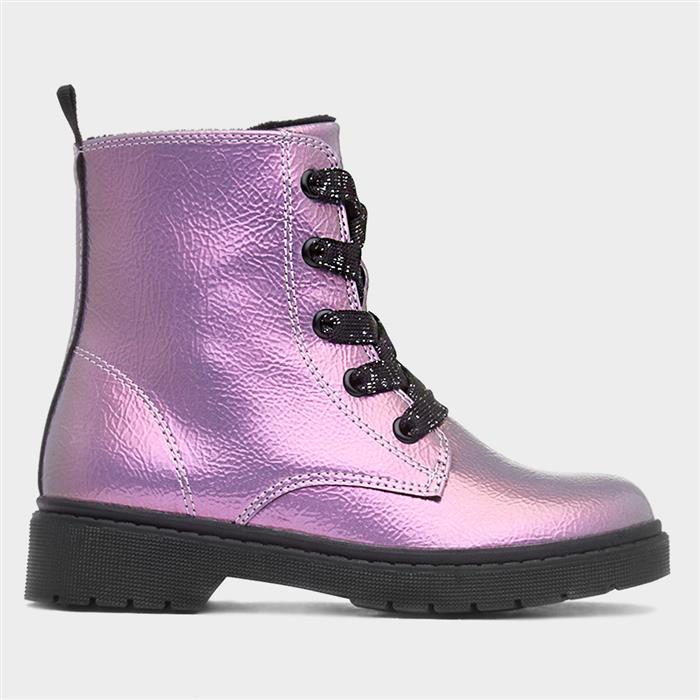 Jill Girls Lilac Lace Up Ankle Boot