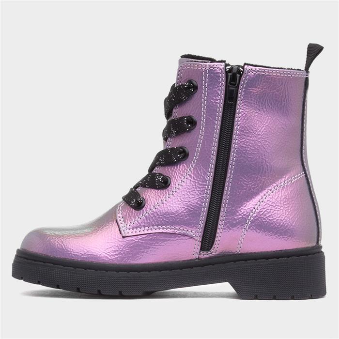 Jill Girls Lilac Lace Up Ankle Boot