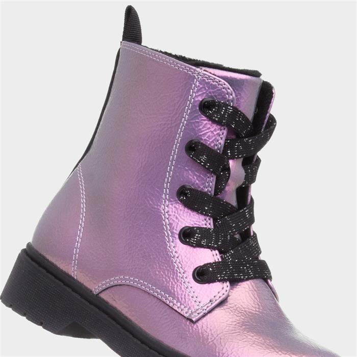 Jill Girls Lilac Lace Up Ankle Boot