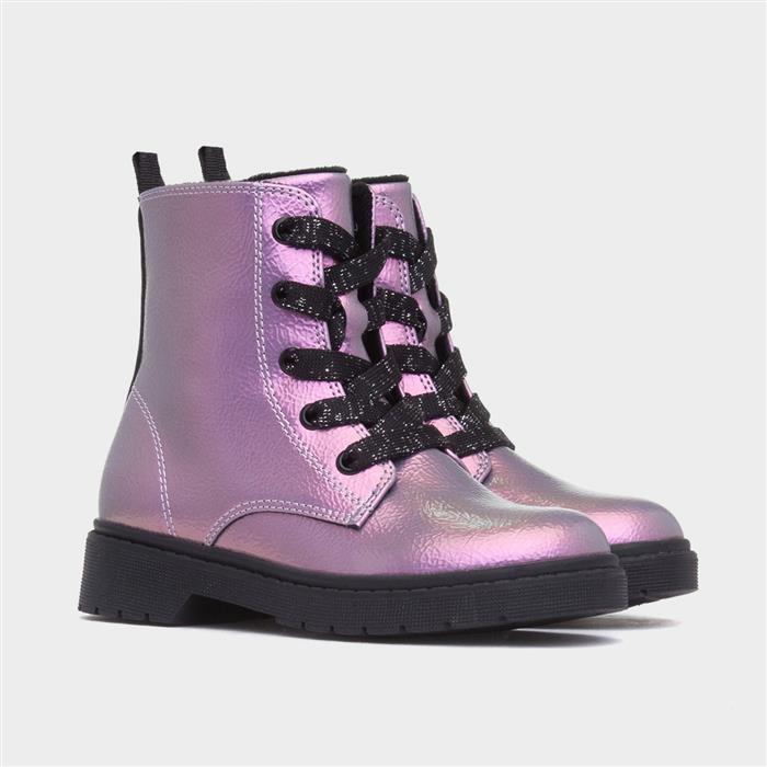 Jill Girls Lilac Lace Up Ankle Boot