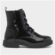 Wednesday Kids Black Lace Up Patent Ankle Boot (Click For Details)