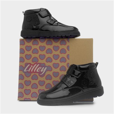 Dream Girls Black Patent Floral Boot