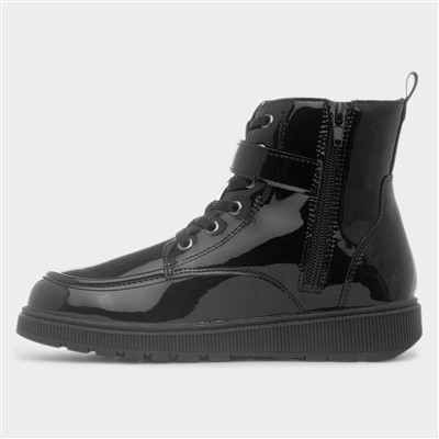 Drama Girls Black Patent Wedge Boot