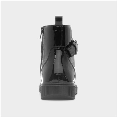 Drama Girls Black Patent Wedge Boot