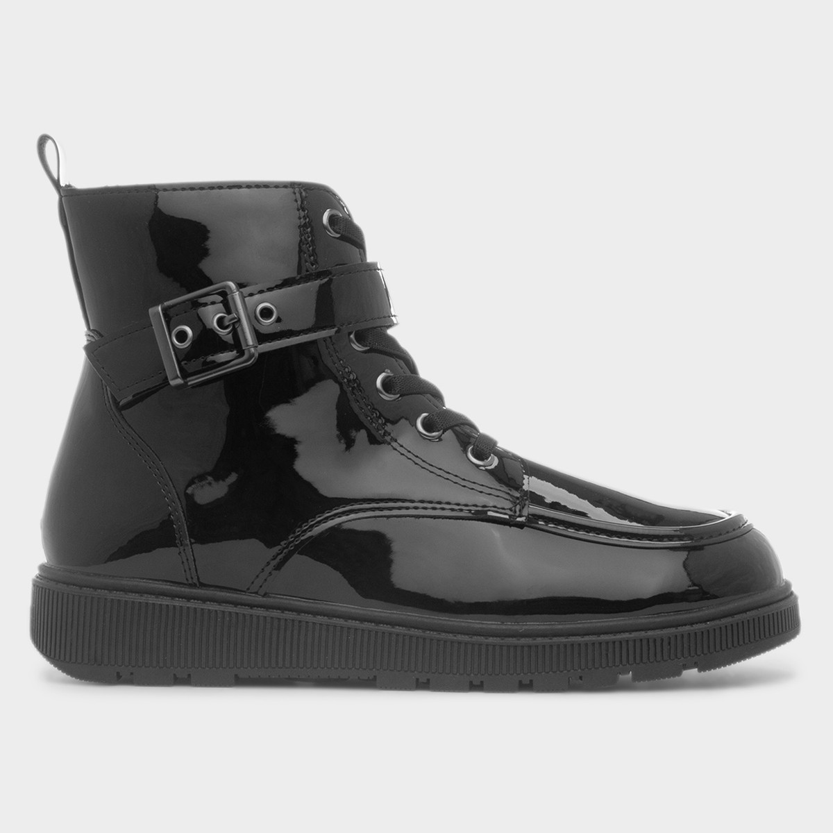 Drama Girls Black Patent Wedge Boot
