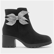 Lilley Girls Black Heeled Ankle Diamante Bow Boot (Click For Details)