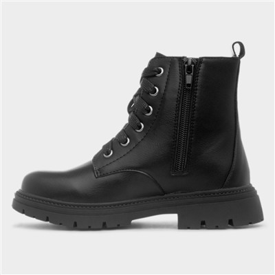 Jacey Girls Black Lace Up Ankle Boot