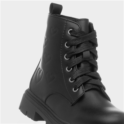 Jacey Girls Black Lace Up Ankle Boot