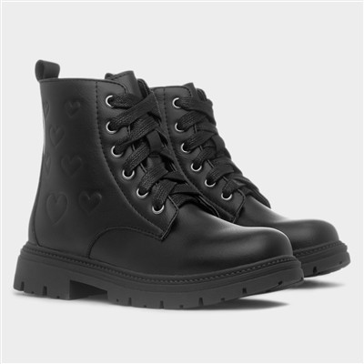 Jacey Girls Black Lace Up Ankle Boot