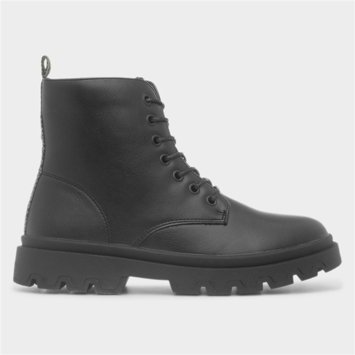 Josie Girls Black Lace Up Ankle Boot